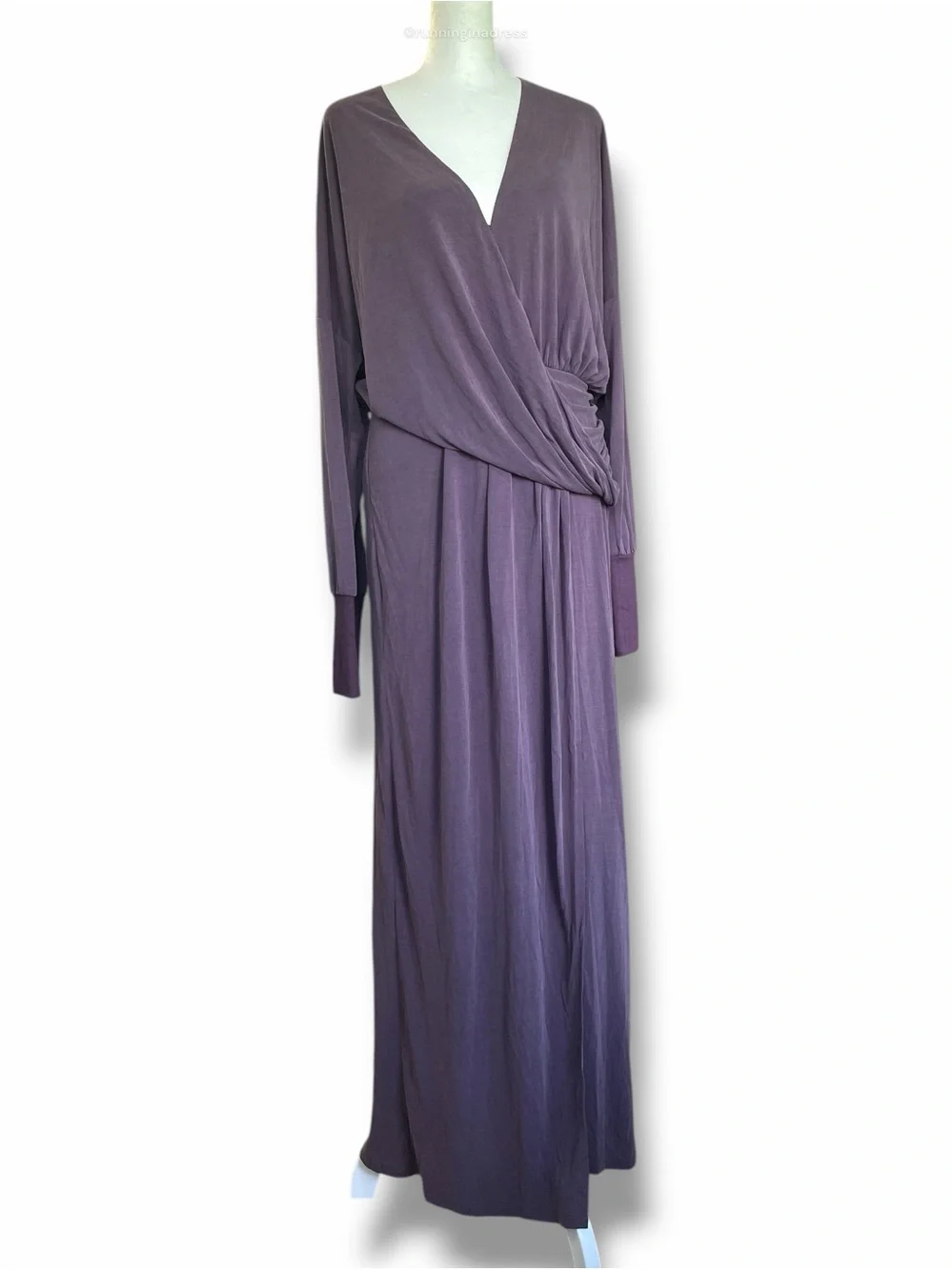 Free People Riley Cupra Wrap Maxi Dress Plum Purple Medium M NWOT Boho Slit
